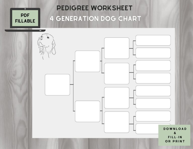 Dog Pedigree Chart 4 Generations On One Page Fillable PDF Etsy