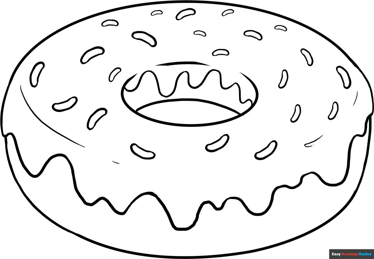 Donut Coloring Page Easy Drawing Guides