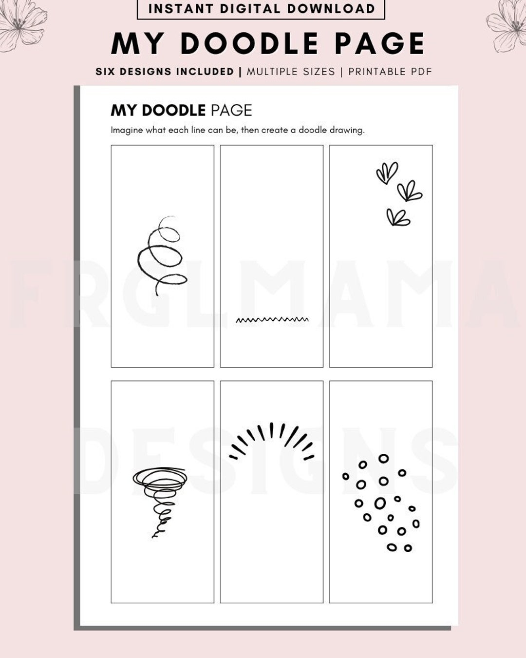Doodle Challenge Printable Journal Pages For Kids Adults PDF Etsy