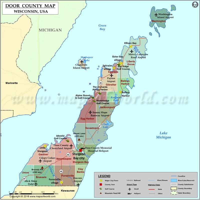 Door County Map Wisconsin
