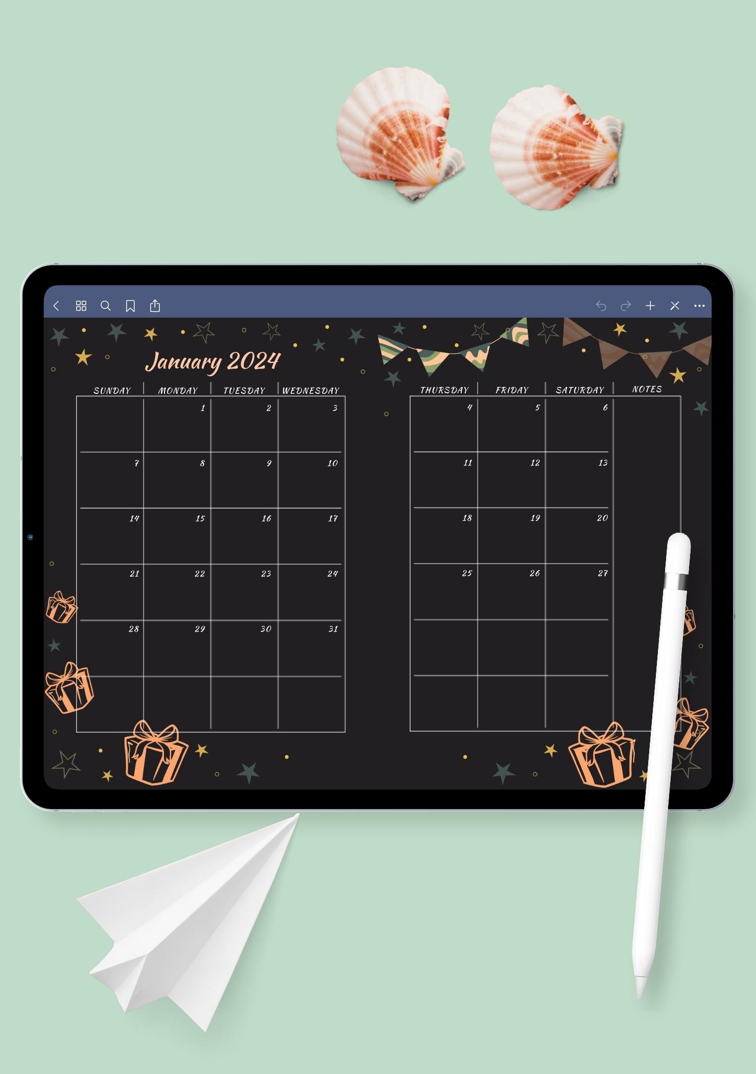 Download Printable Black Monthly Birthday Calendar PDF