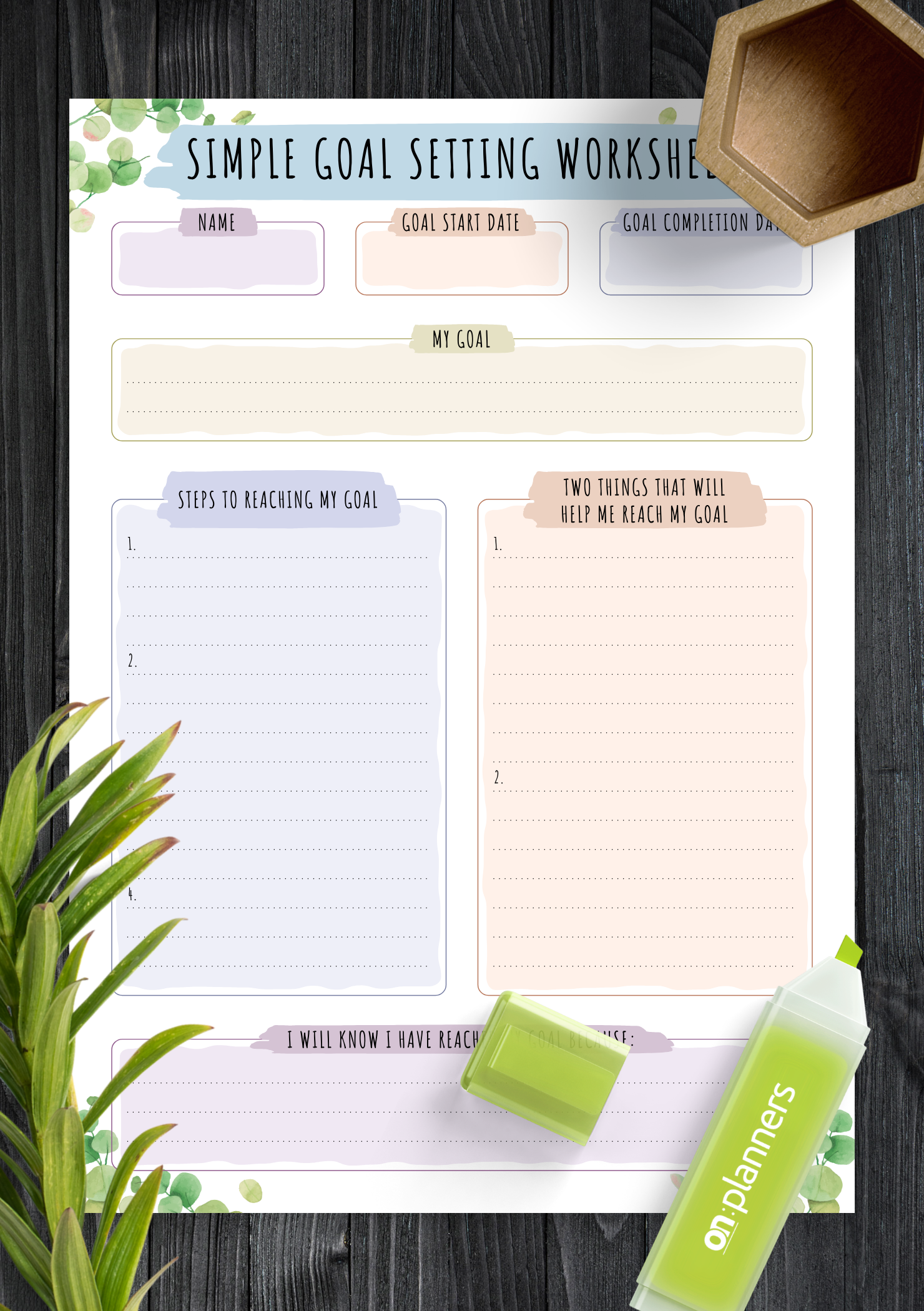 Printable Goal Planning Worksheet