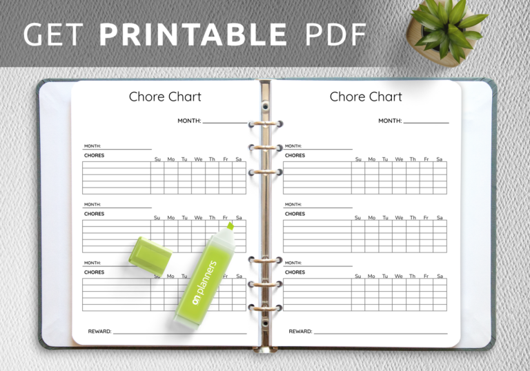 Download Printable Simple Monthly Chore Chart Template PDF