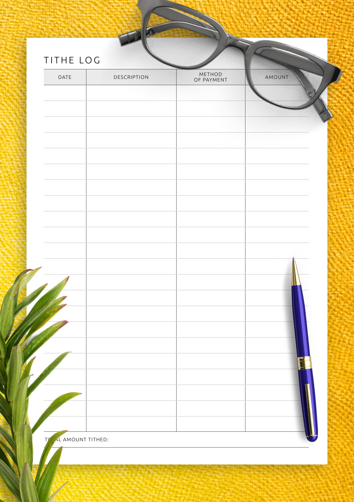 Download Printable Tithe Log Template PDF