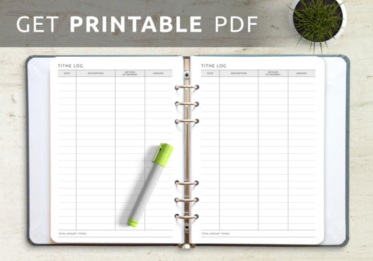 Download Printable Tithe Log Template PDF