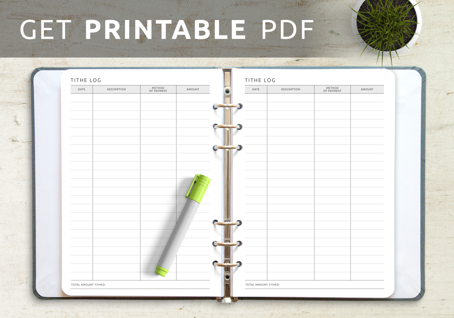 Download Printable Tithe Log Template PDF