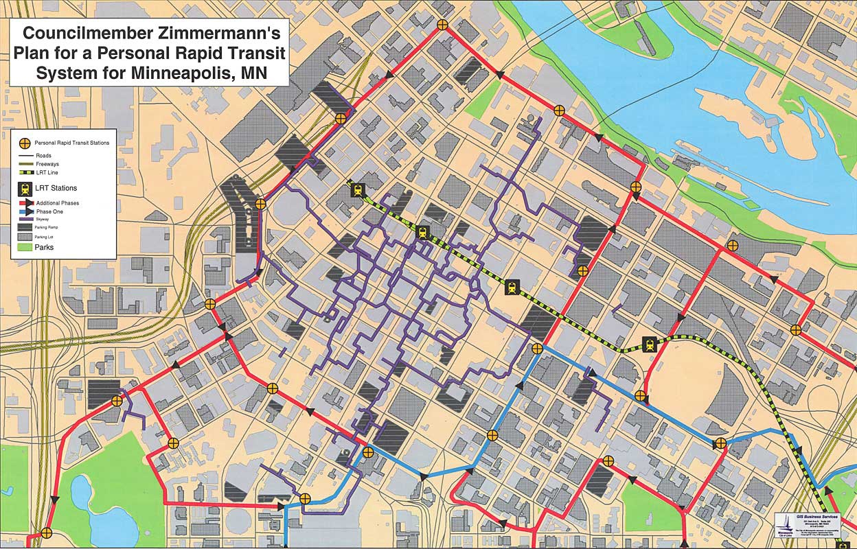 Downtown Minneapolis Personal Rapid Transit Network Concept Prepared By Former Minneapolis Council Member Dean Zimmermann The