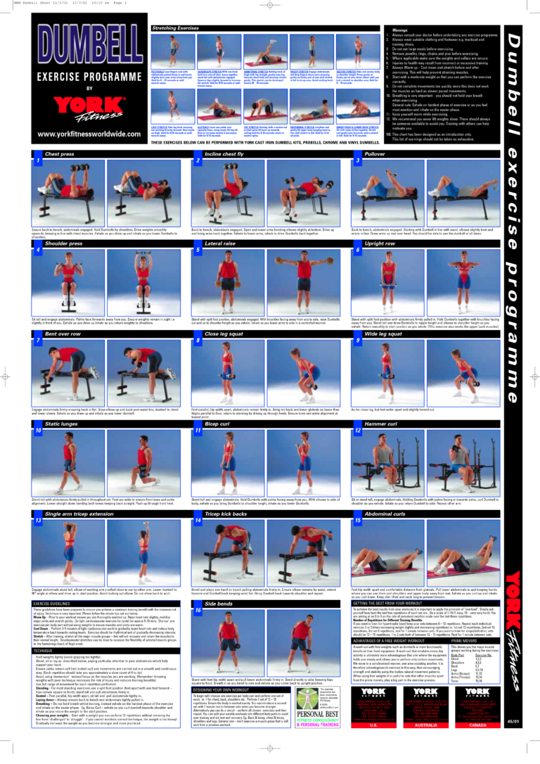 Dumbbell Exercises Chart 10 Free PDF Printables Printablee