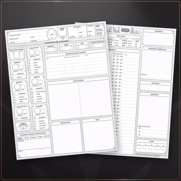 Dungeons Dragons 2024 Character Sheets