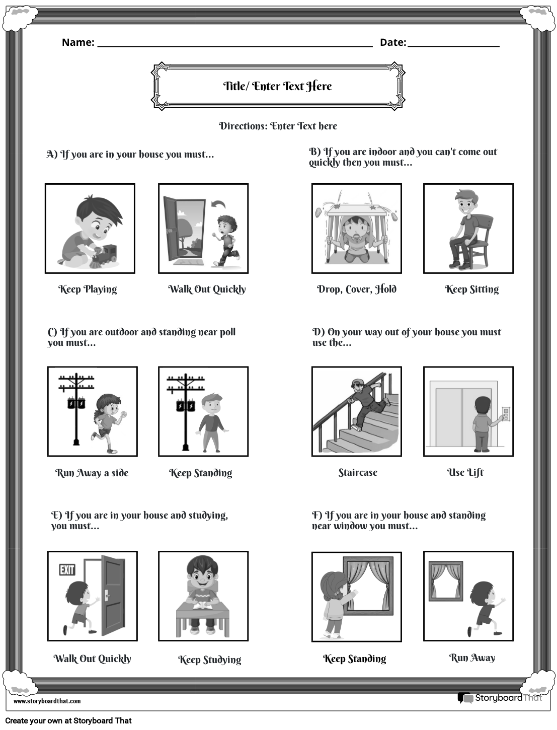 Earthquake Worksheets Free Editable Storyboard That
