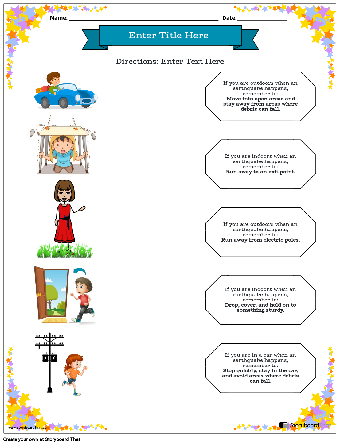 Earthquake Worksheets Free Editable Storyboard That