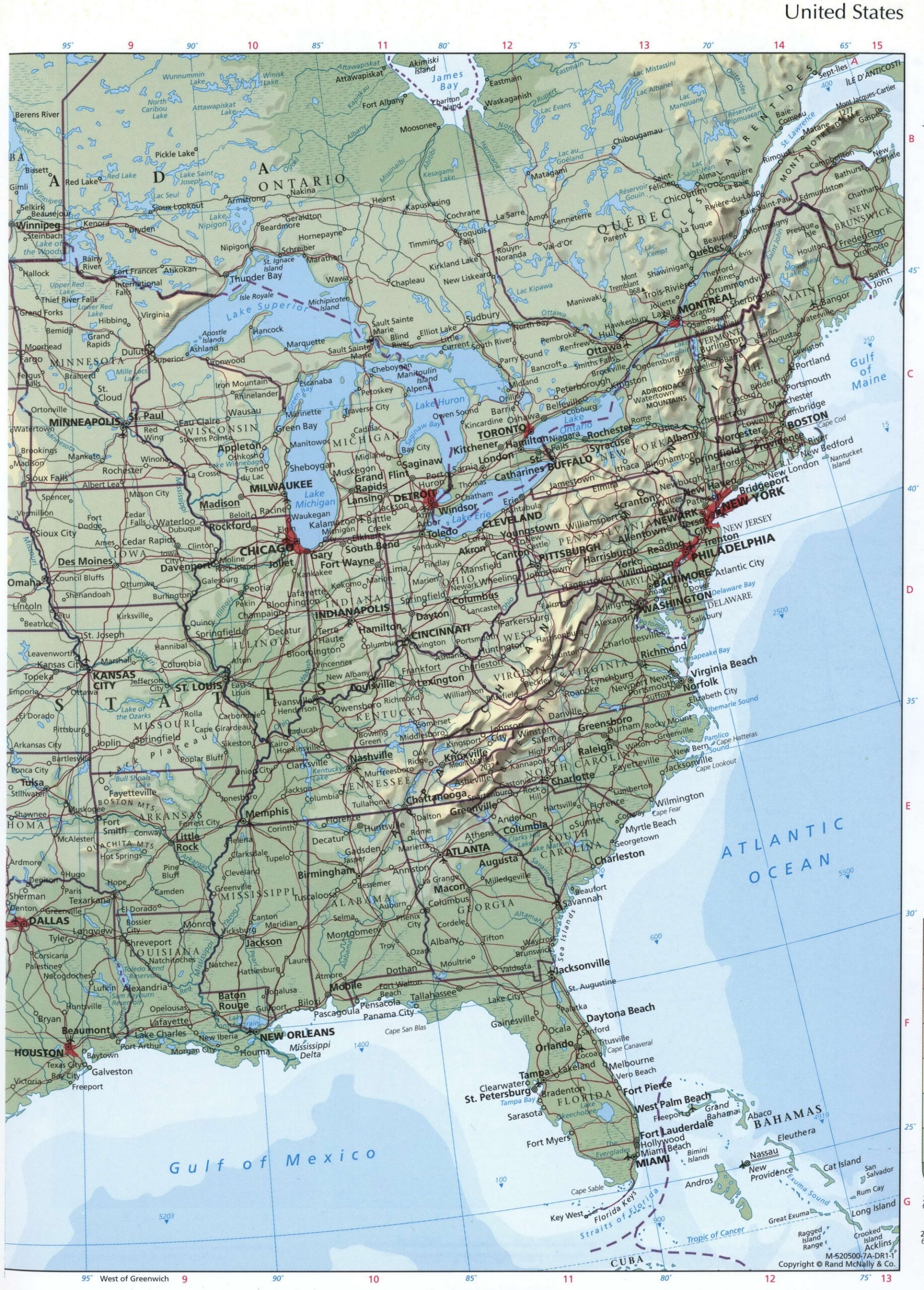 Map Of Eastern United States Printable
