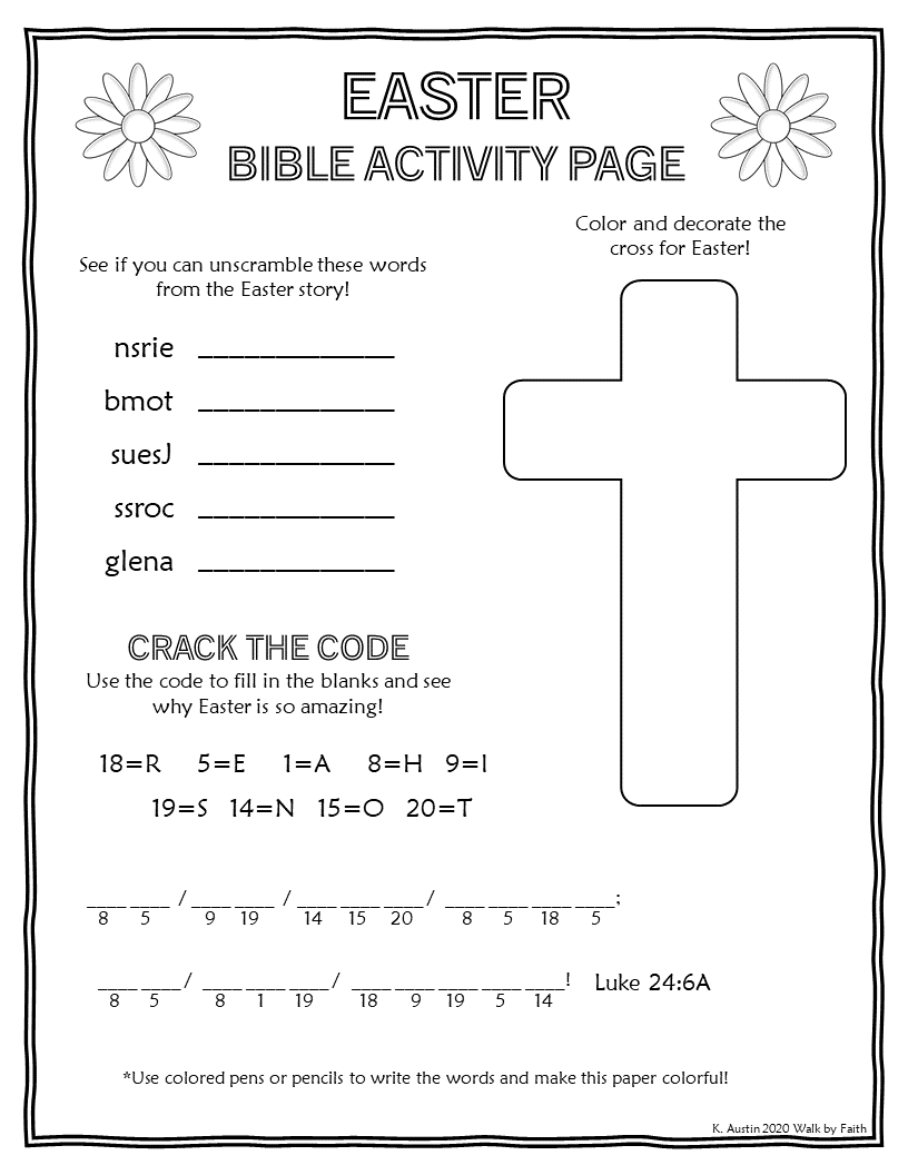 Easter Bible Activity Page Made By Teachers