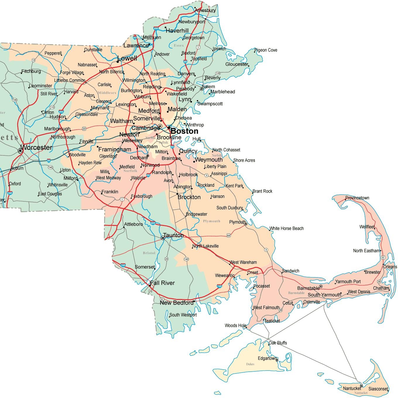 Eastern Mass Map Map Of Eastern Ma United States Of America 