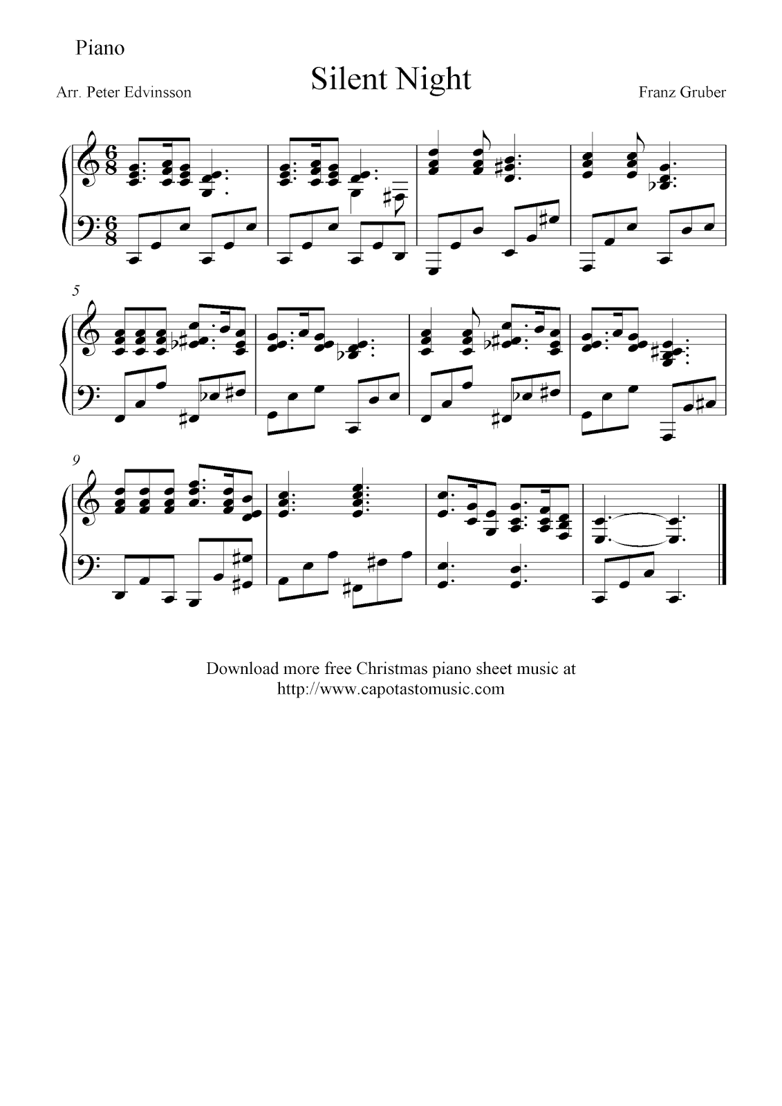 Free Printable Silent Night Music Sheet