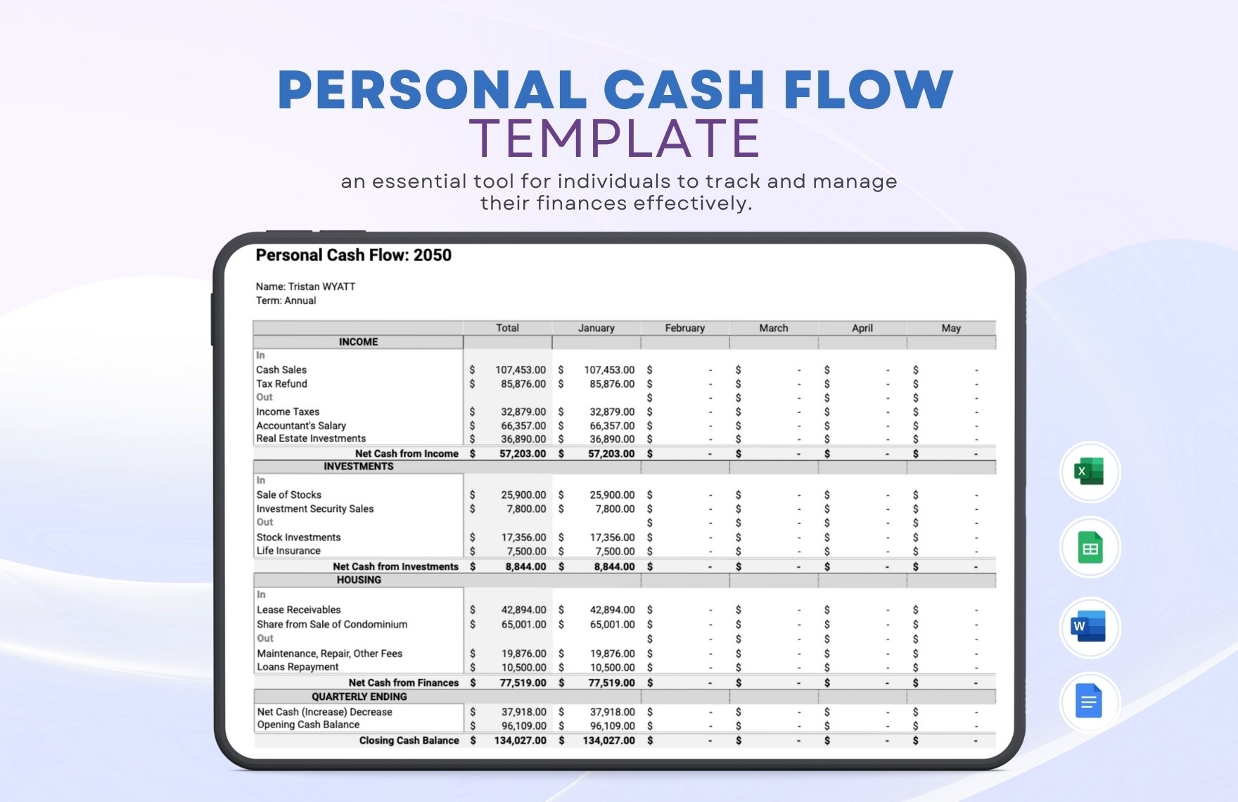 Editable Cash Flow Templates In Word To Download