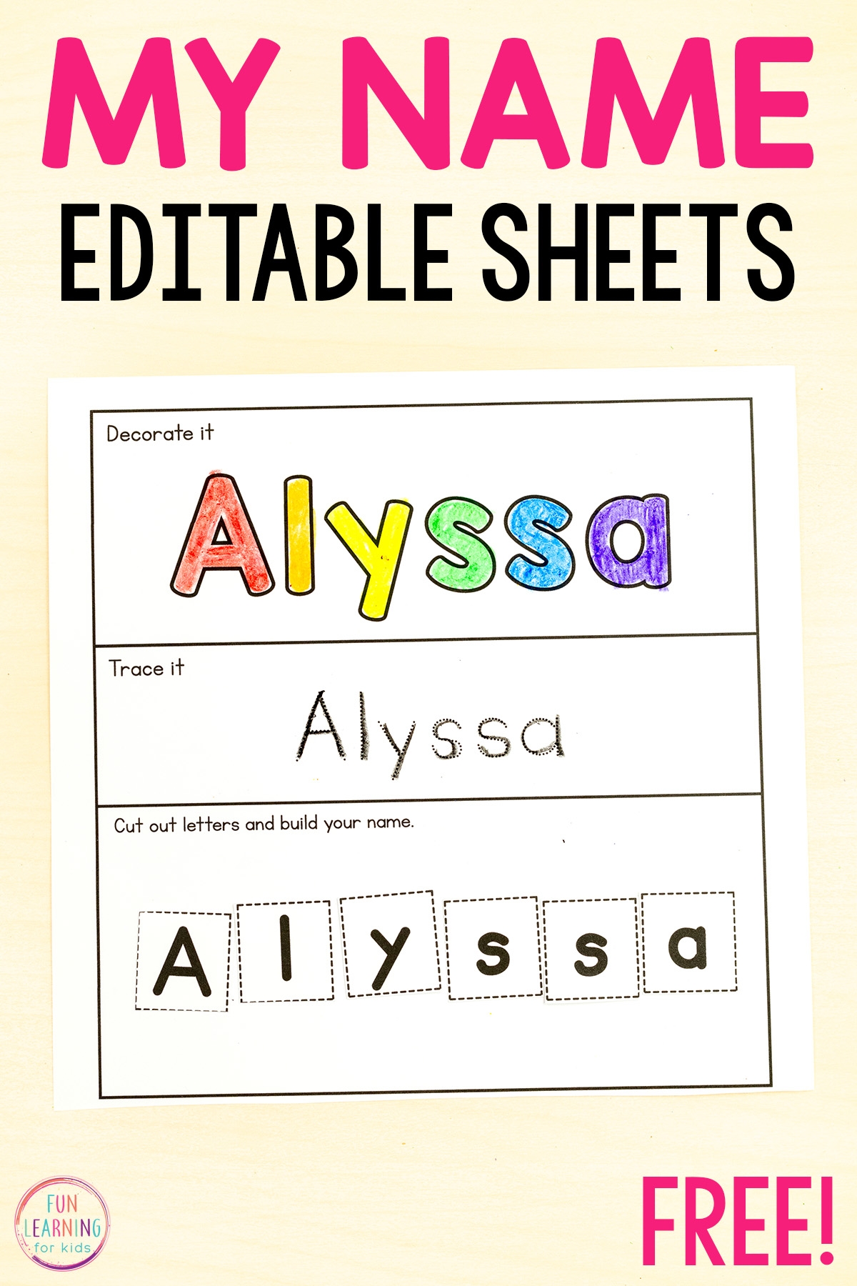 Kidzone Printable Name Worksheets