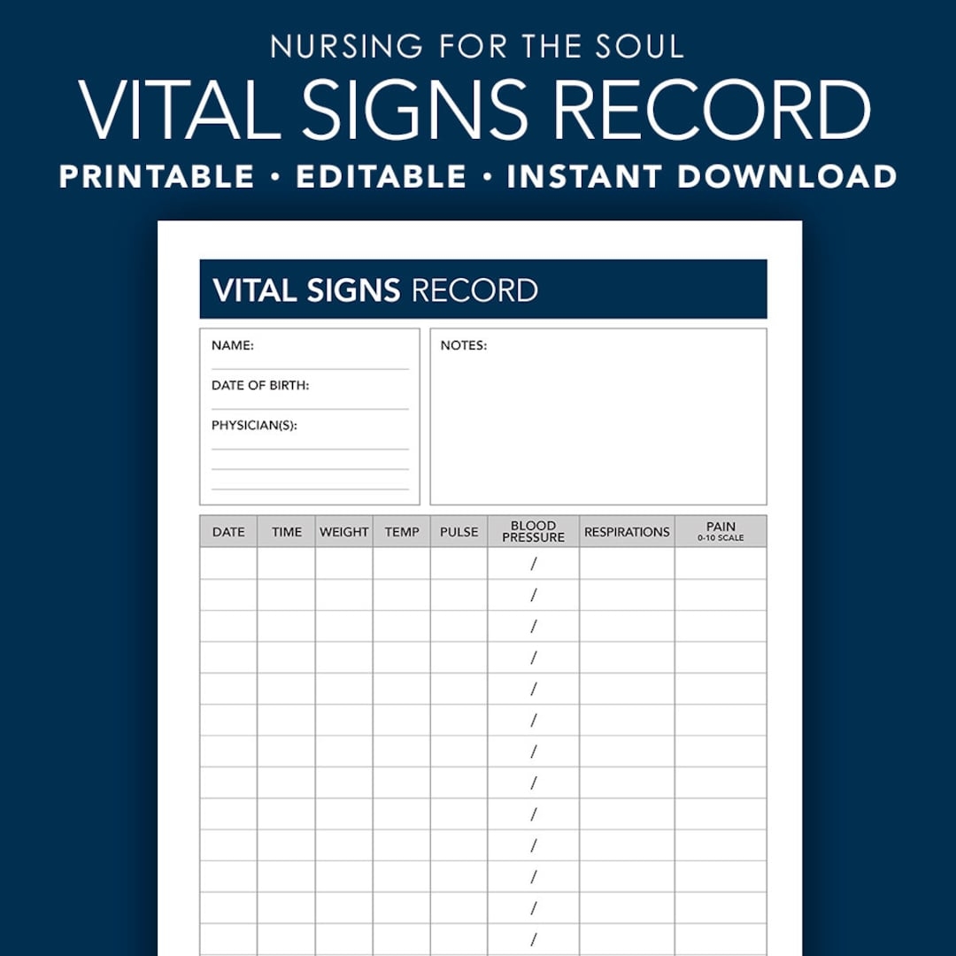 Editable Vital Signs Form Vital Signs Vital Signs For Caregivers Vital Sign Record Printable Editable Nursing For The Soul Etsy Norway