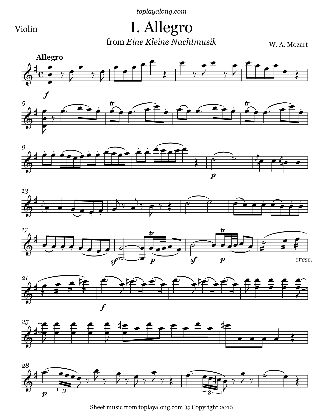 Eine Kleine Nachtmusik I Allegro Toplayalong