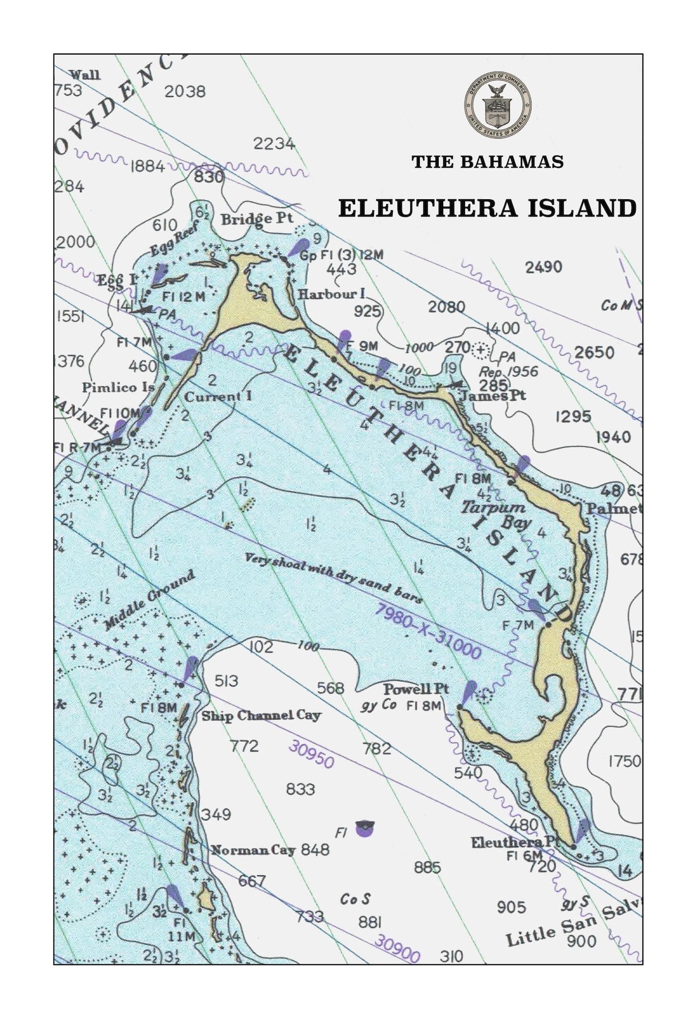 Eleuthera Island Map The Bahamas 1981 portrait Nautical Chart Print Etsy