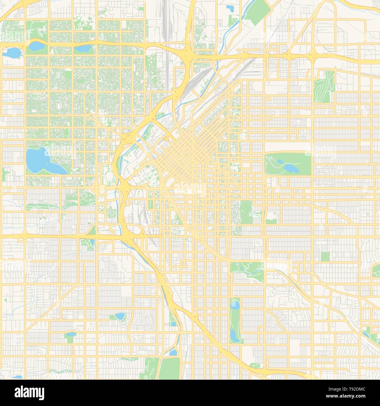 Empty Vector Map Of Denver Colorado USA Printable Road Map 