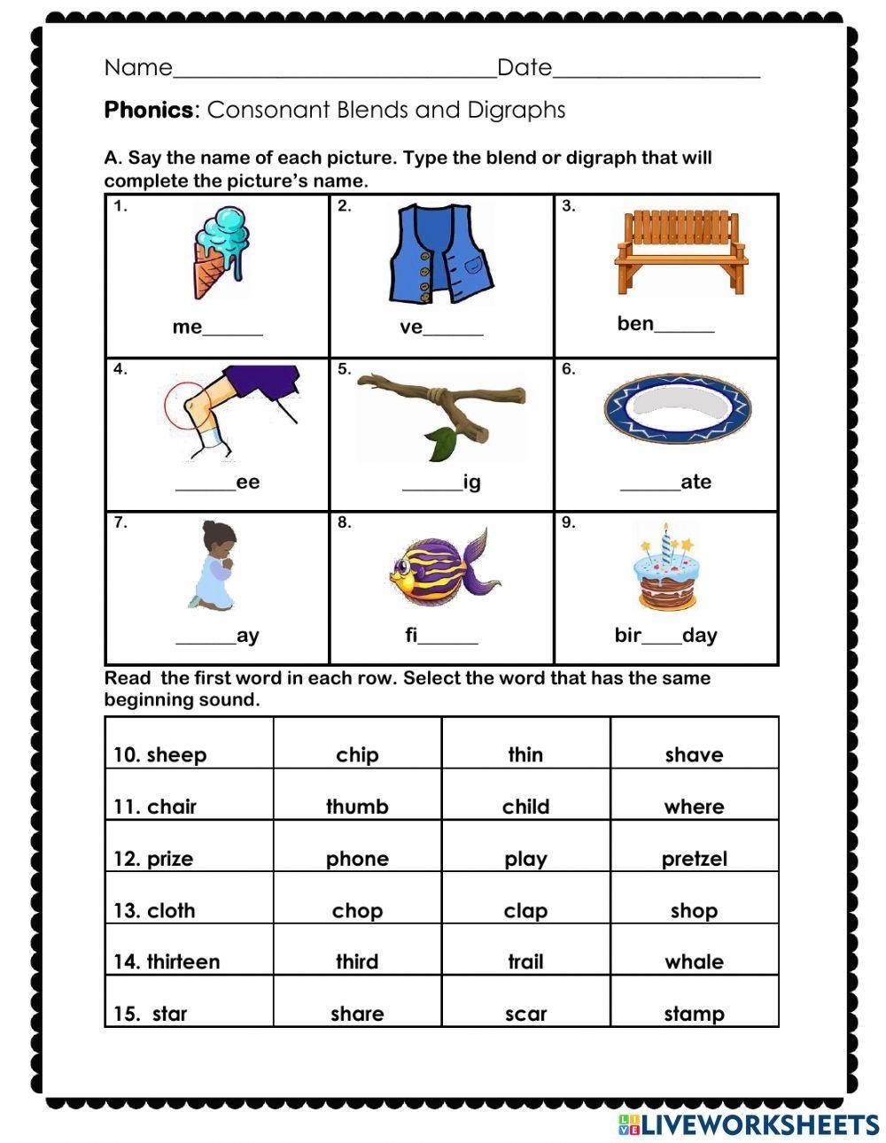 Engaging Blends And Digraphs Worksheets For Effective Phonics Learning