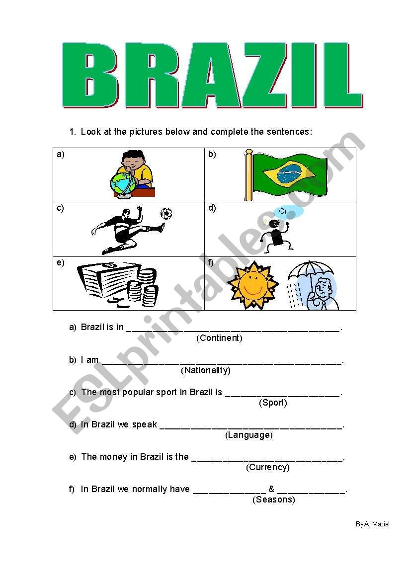 Brazil Worksheets Free Printables