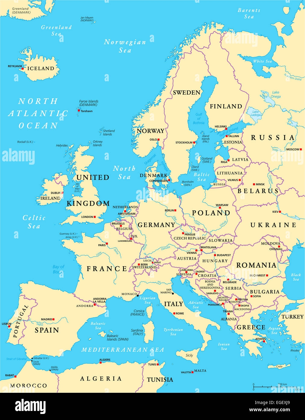 Political Map Of Europe Printable