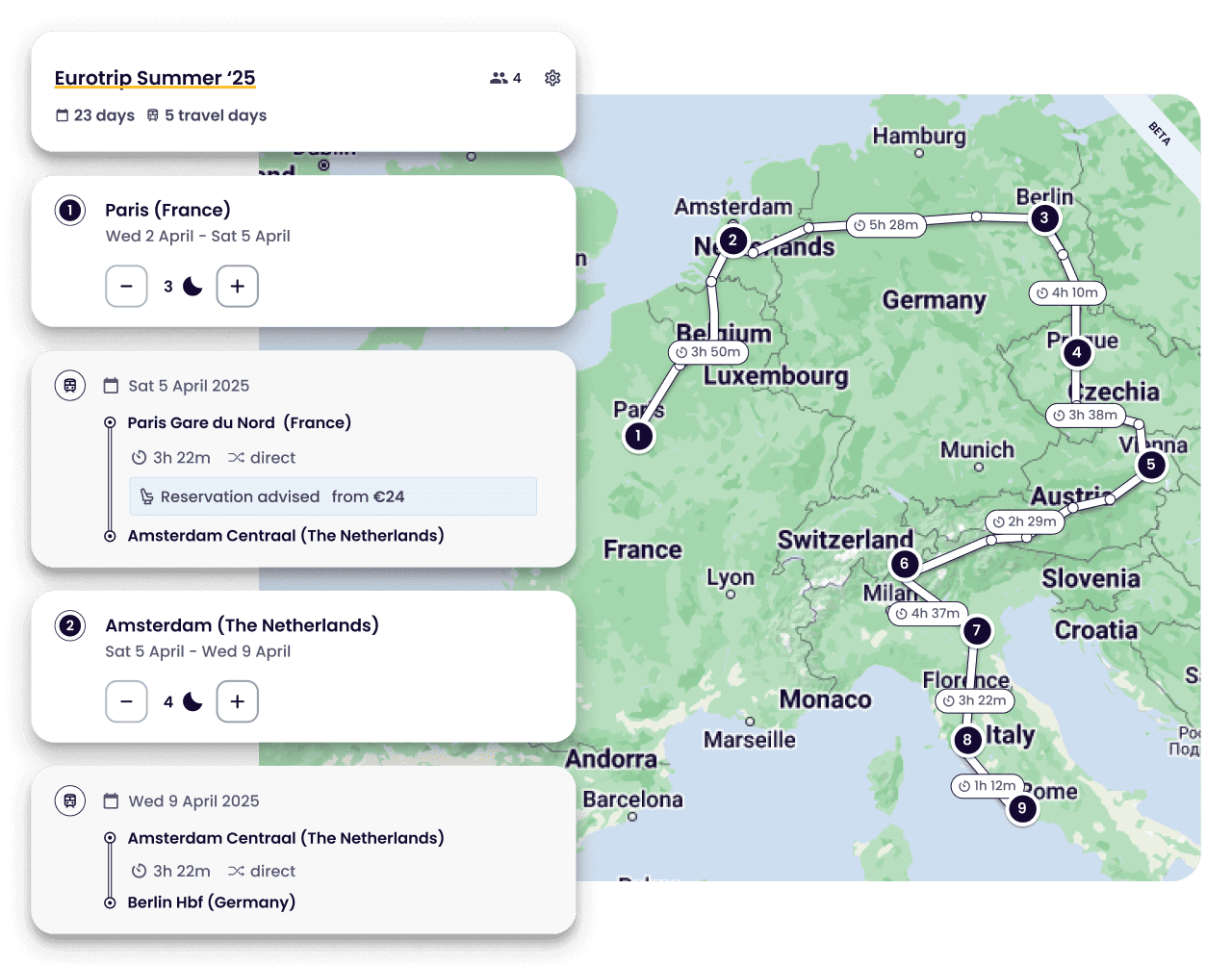 European Railway Map Europe Map Train Travel Times Eurail
