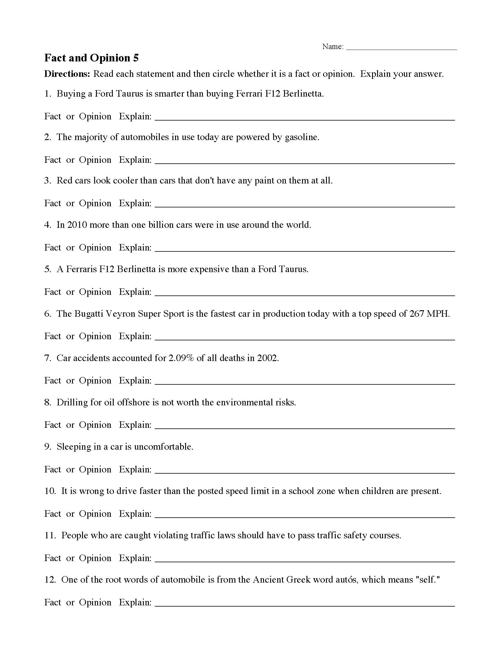 Fact And Opinion Worksheets Reading Comprehension Fact And Opinion Worksheets Reading Comprehension
