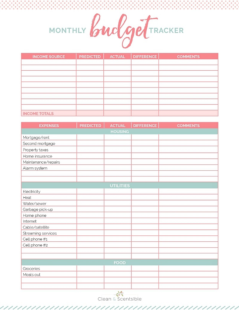 Monthly Expense Sheet Printable Monthly Expense Sheet Printable