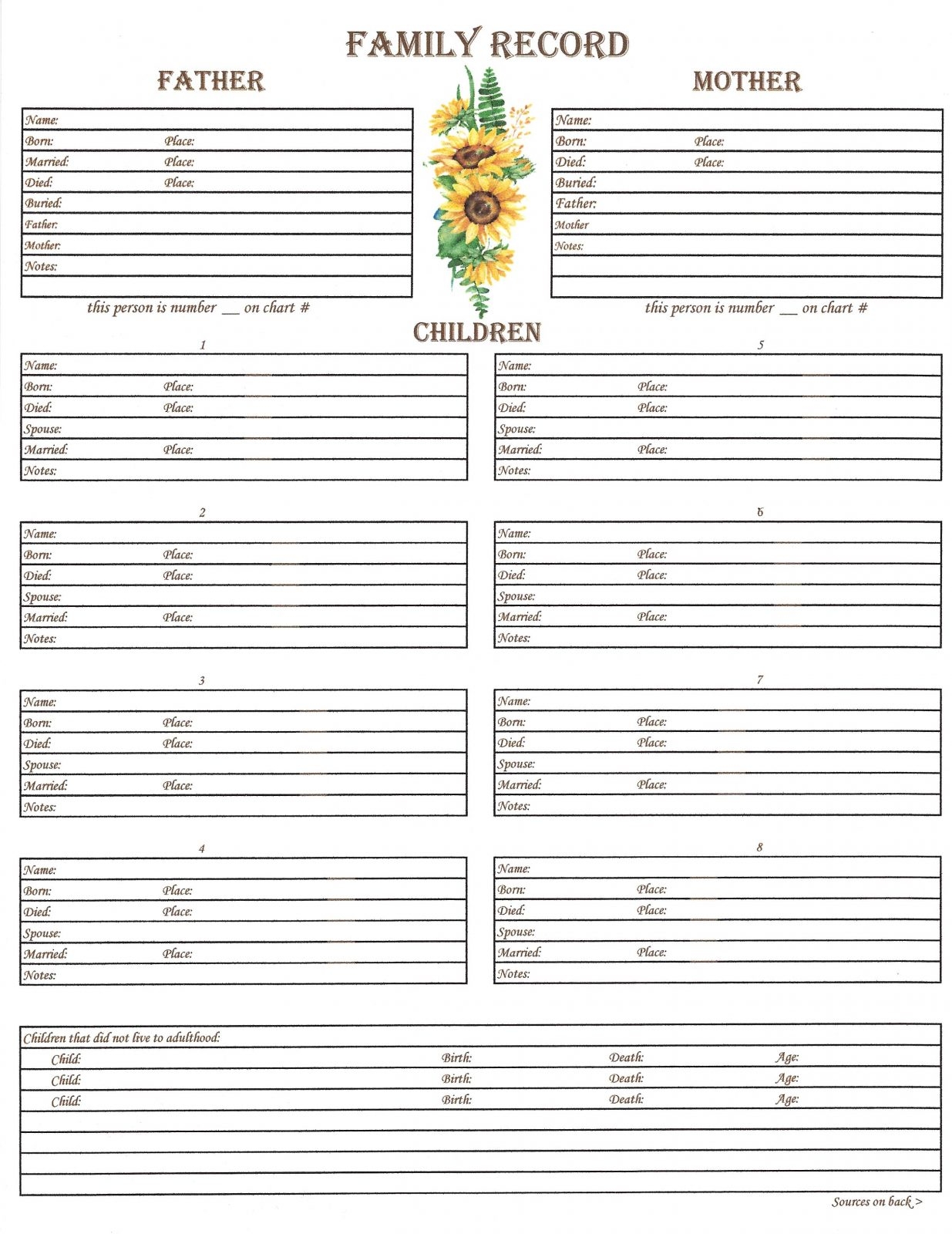 Genealogy Family Group Sheet Printable