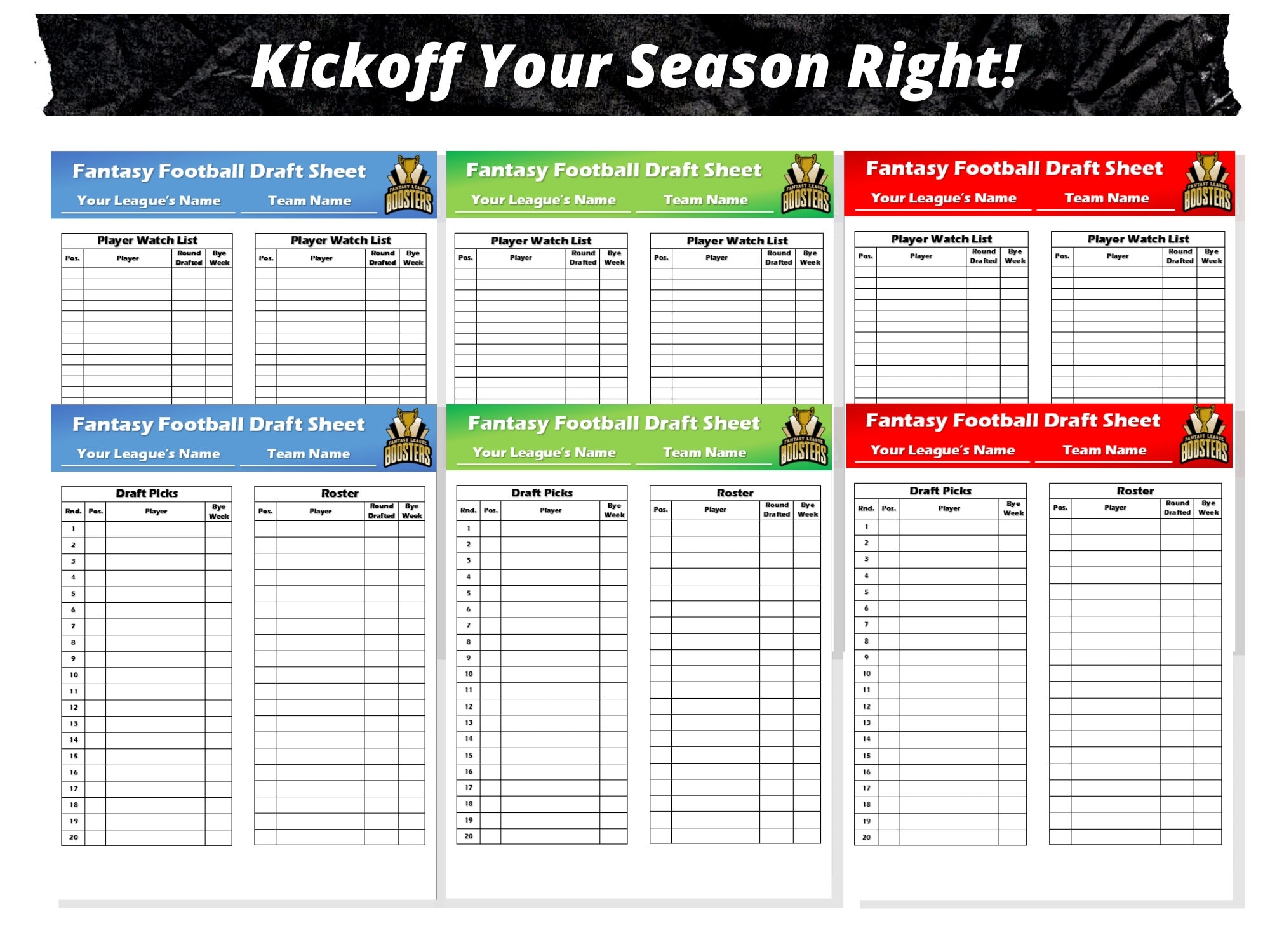 Fantasy Football Printable Cheat Sheet