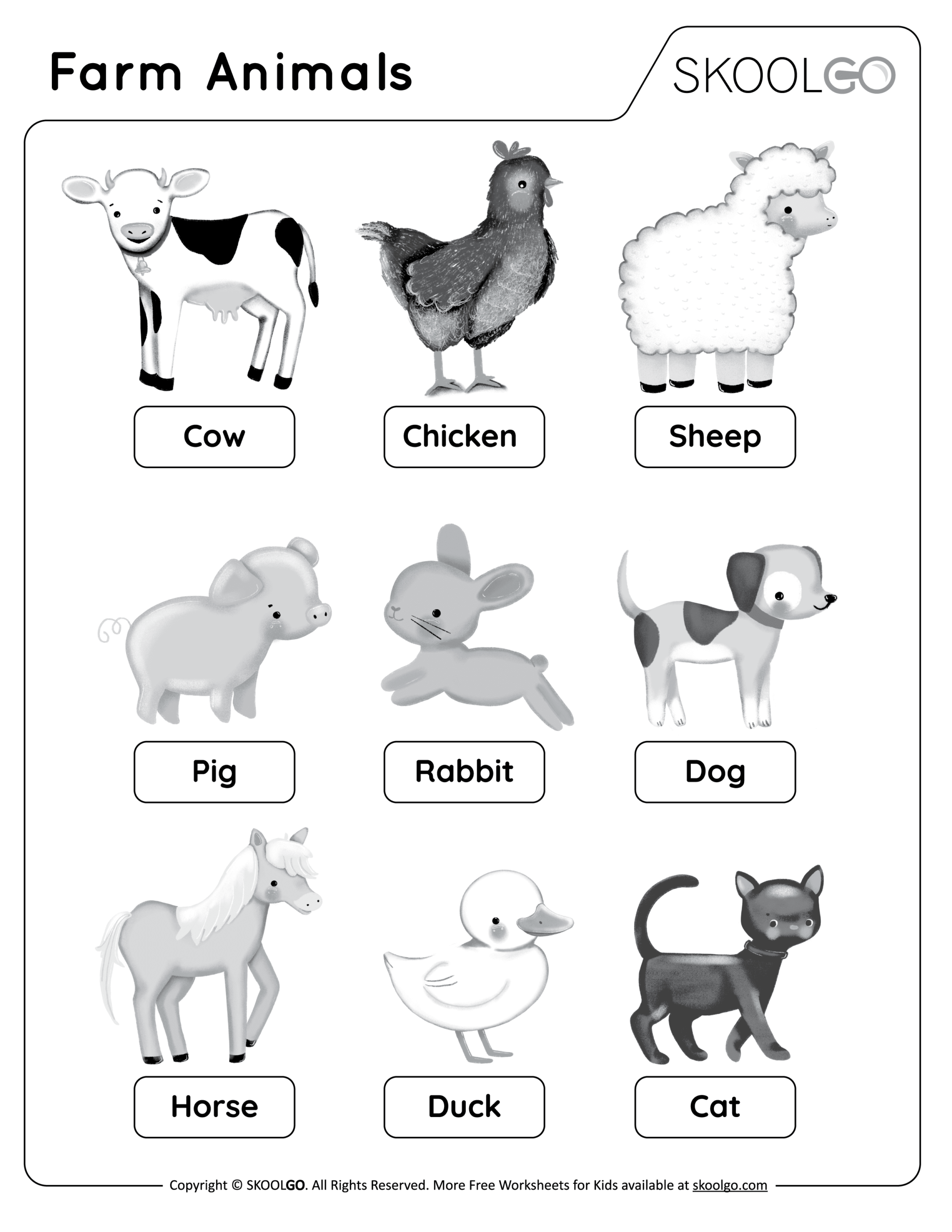 Farm Animals Free Worksheet SKOOLGO Farm Animals Free Worksheet SKOOLGO