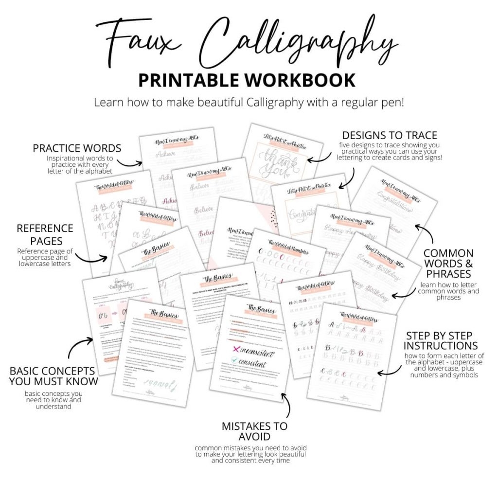 Faux Calligraphy Tutorial Free Faux Calligraphy Worksheet Vial 