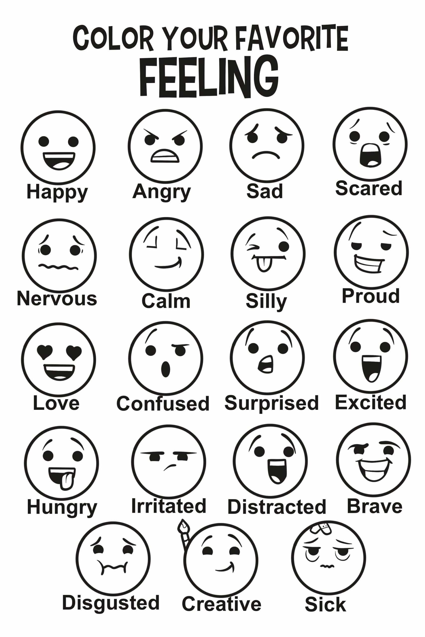 Feelings Chart children s Mental Health printable Counseling 