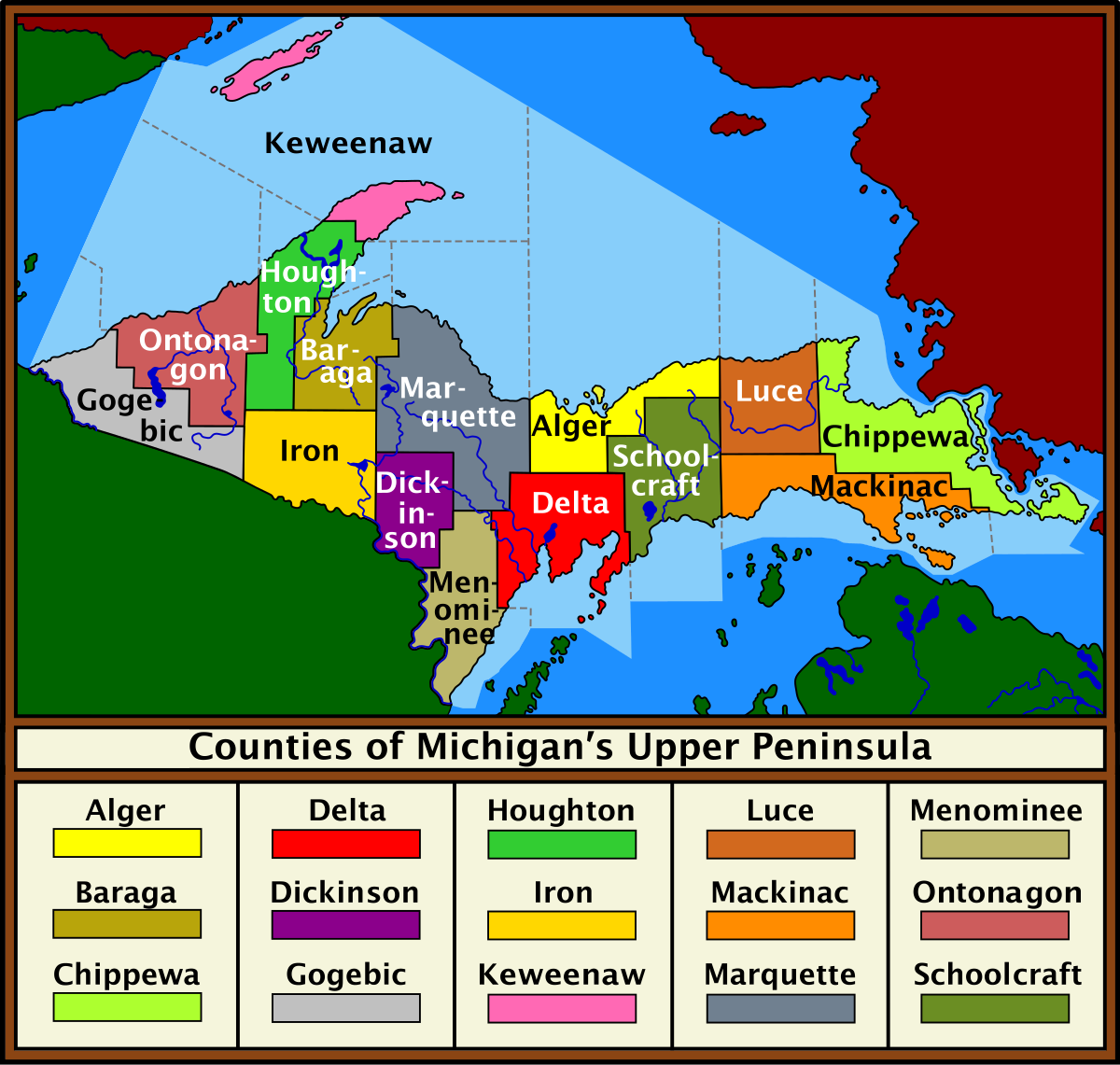 File Upper Peninsula Counties Map svg Wikimedia Commons
