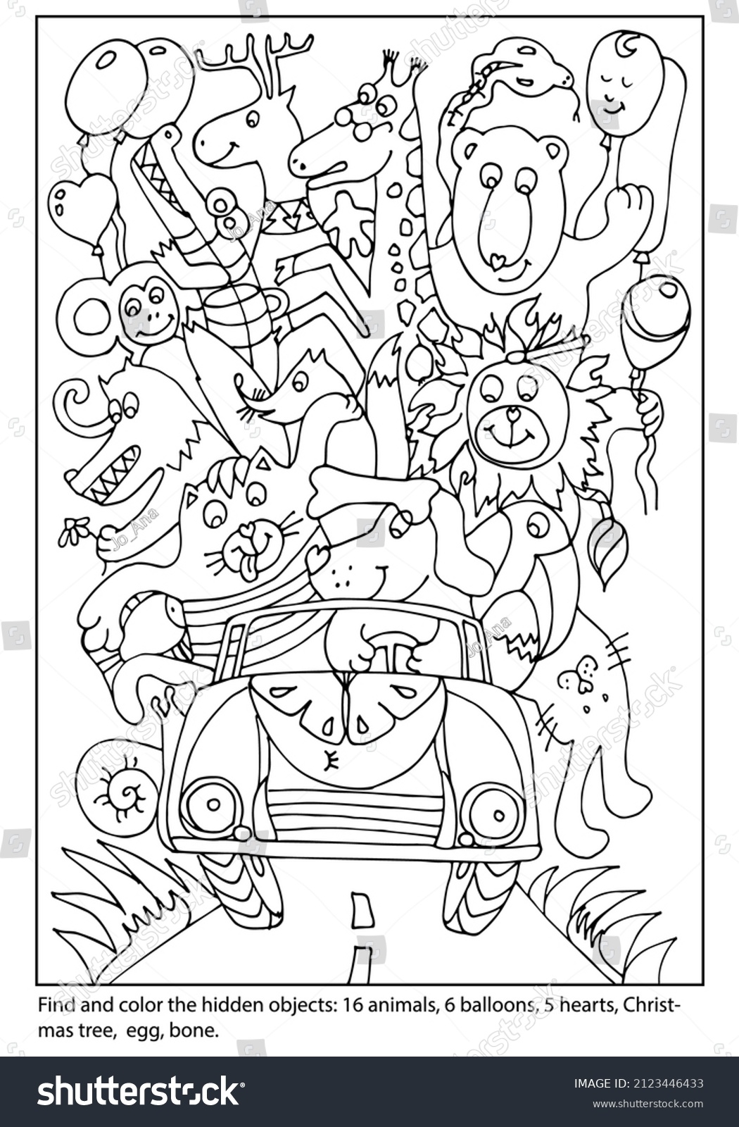 Find Color Hidden Objects Animal Ride Stock Vector Royalty Free 2123446433 Shutterstock