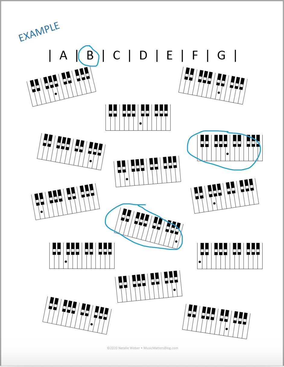 Find The Right Piano Key Free Worksheet