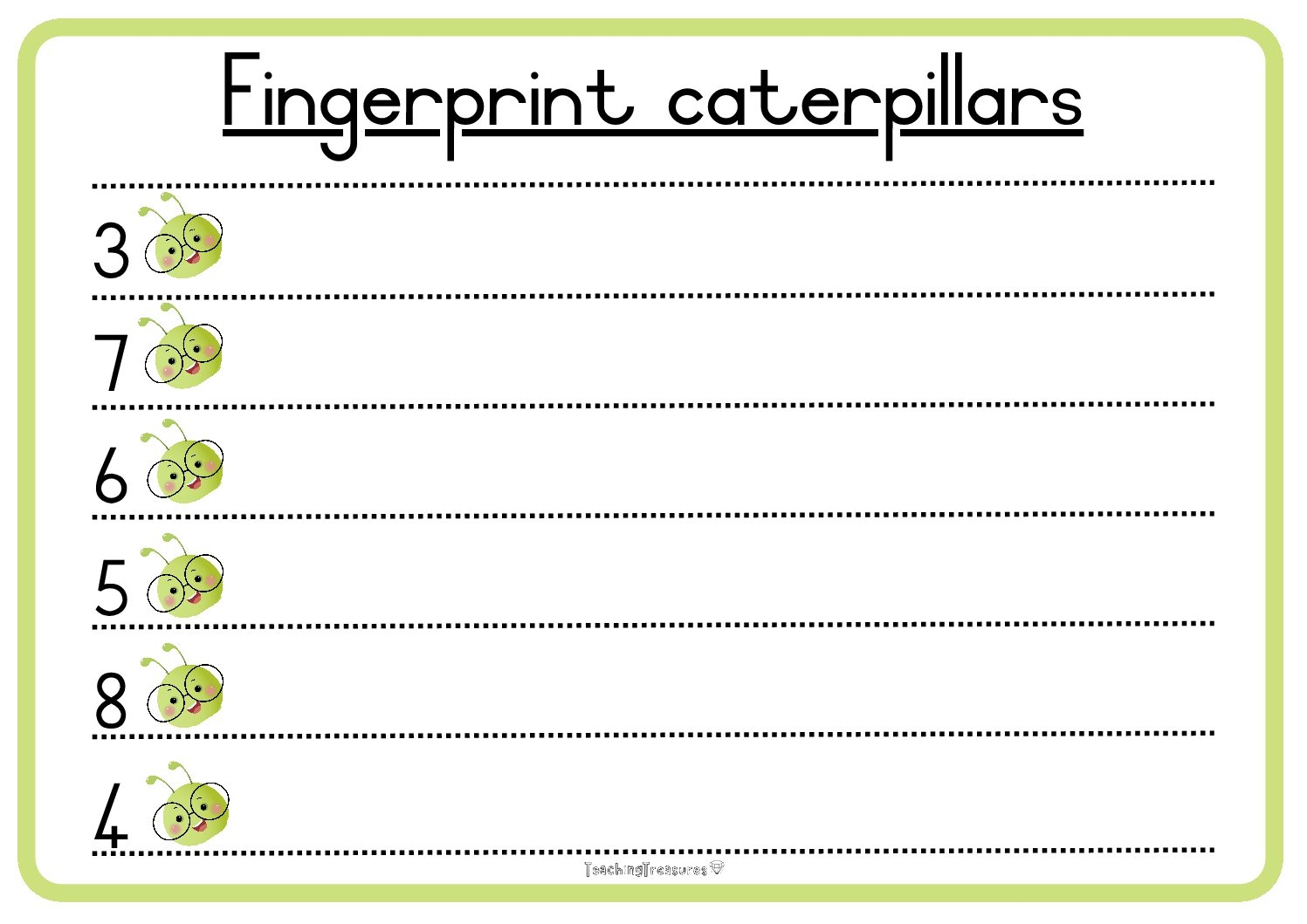 Fingerpaint Caterpillar Number Representation Teacha Worksheets Library