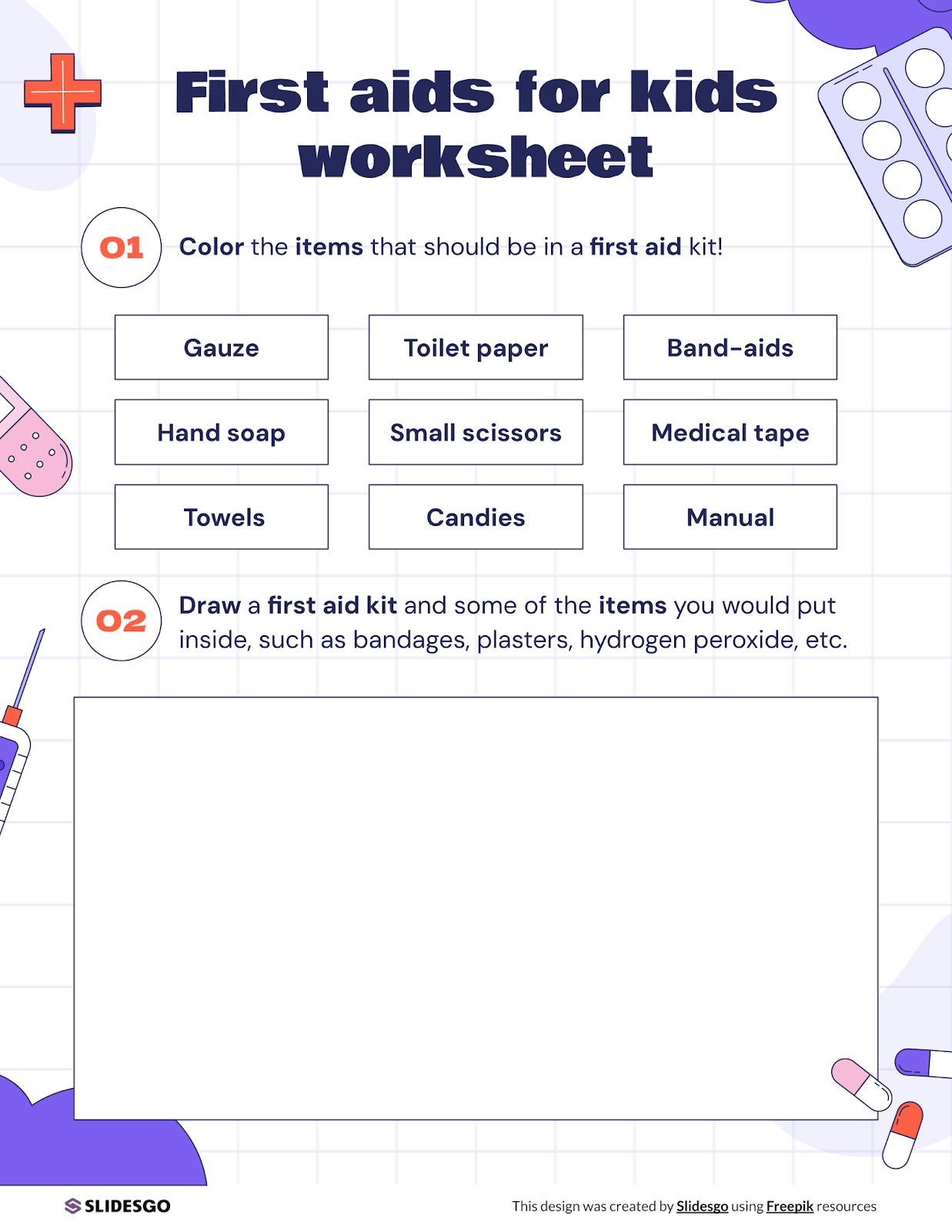 First Aids For Kids Worksheet Template