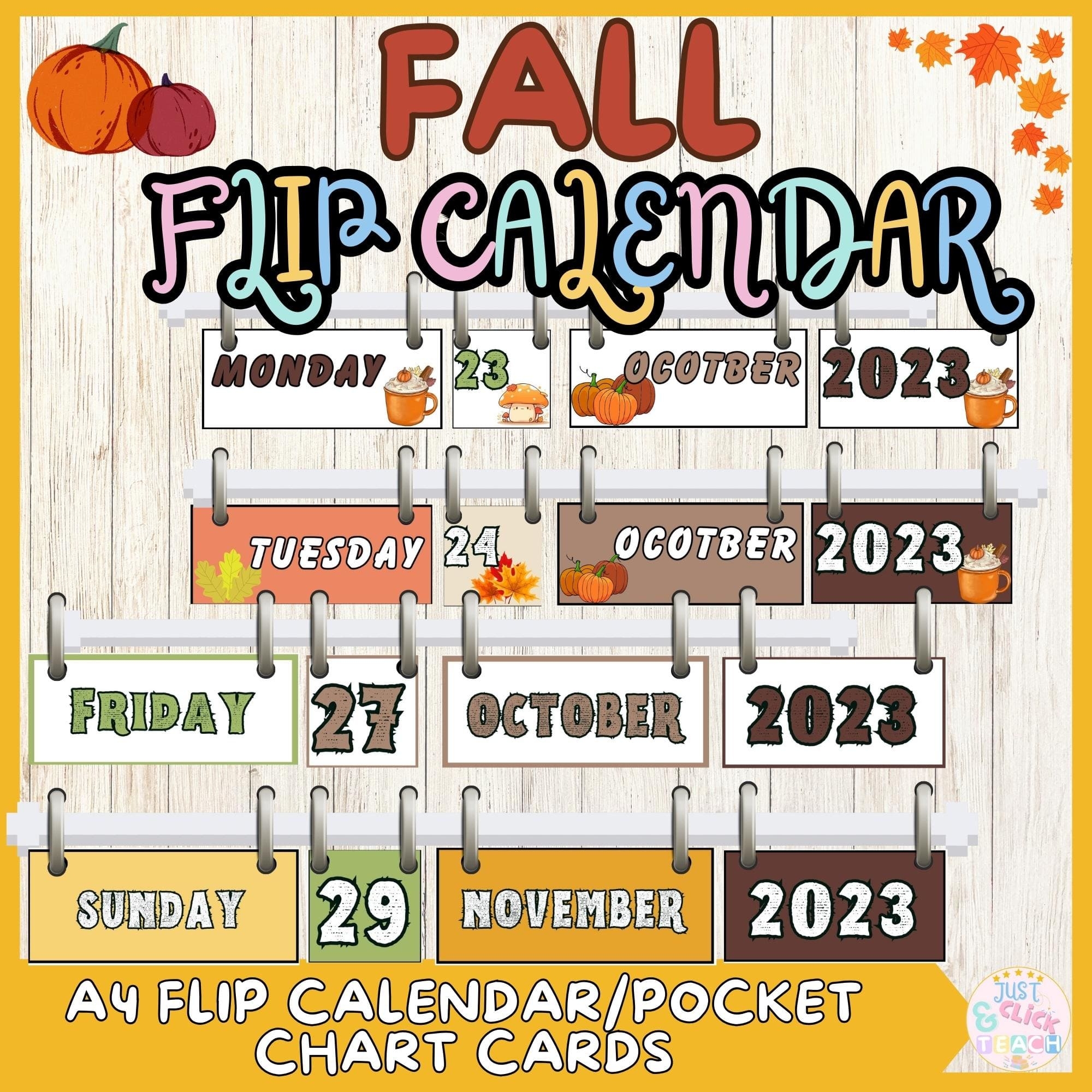 Flip Calendar Fall Classroom Flip Calendar Pumpkins And Leaves Theme Made By Teachers