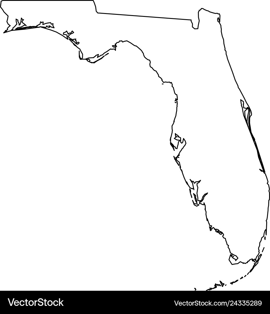 Florida State Map Black Outline Royalty Free Vector VectorStock