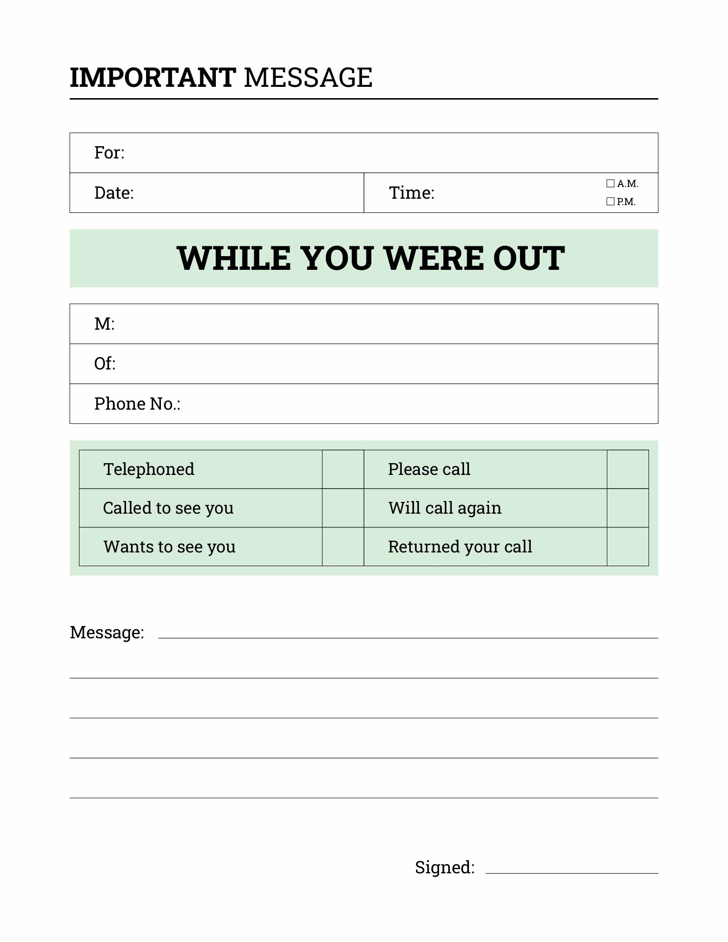 For Medical Office Phone Message Pads 10 Free PDF Printables Printablee