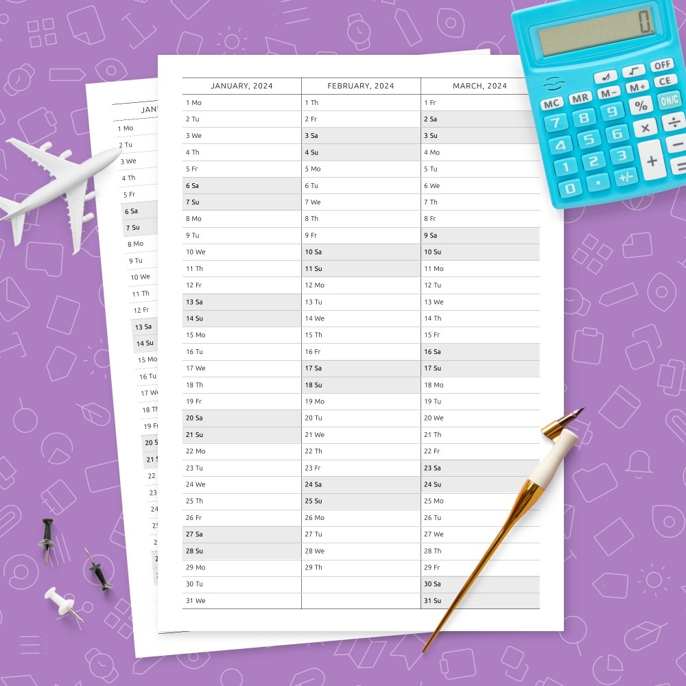Printable Yearly Calender