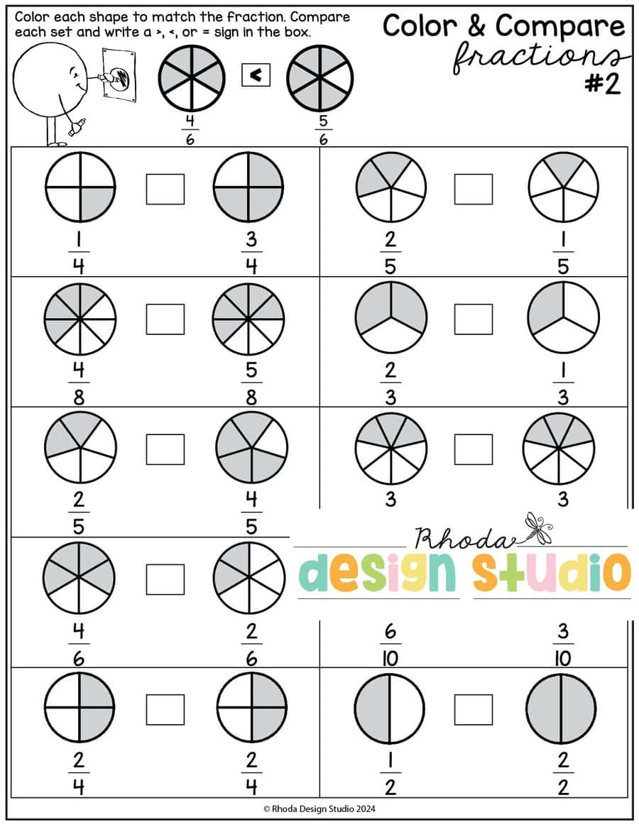 Free Printable Comparing Fractions Worksheets