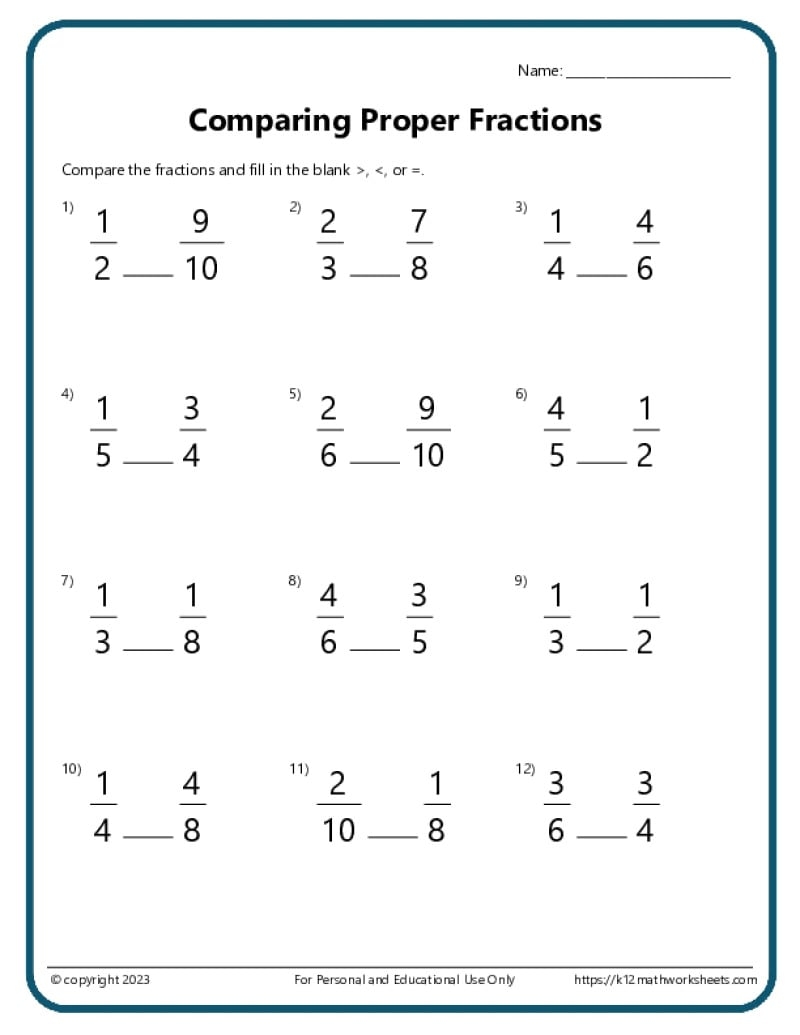 Fractions Worksheets K12 Math Worksheets
