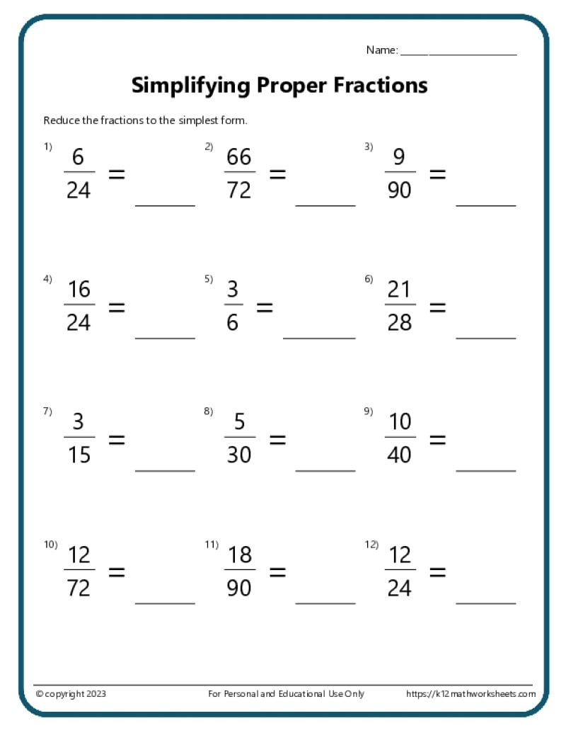 Fractions Worksheets K12 Math Worksheets