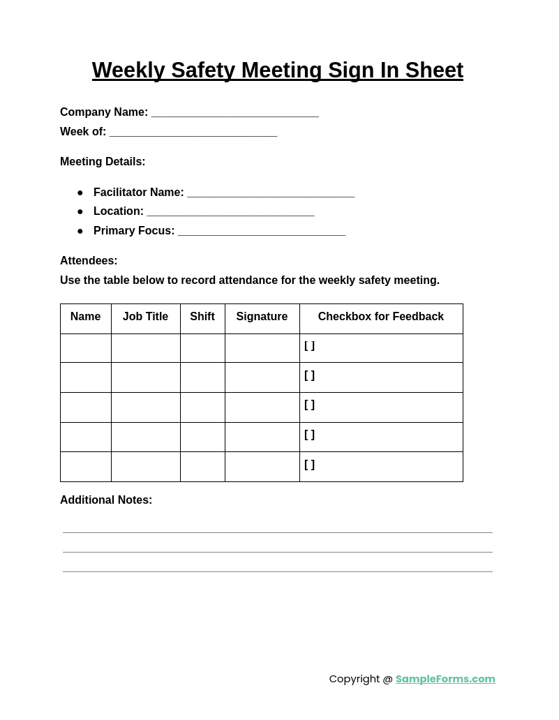 FREE 10 Safety Meeting Sign In Sheet Samples PDF MS Word Google Docs