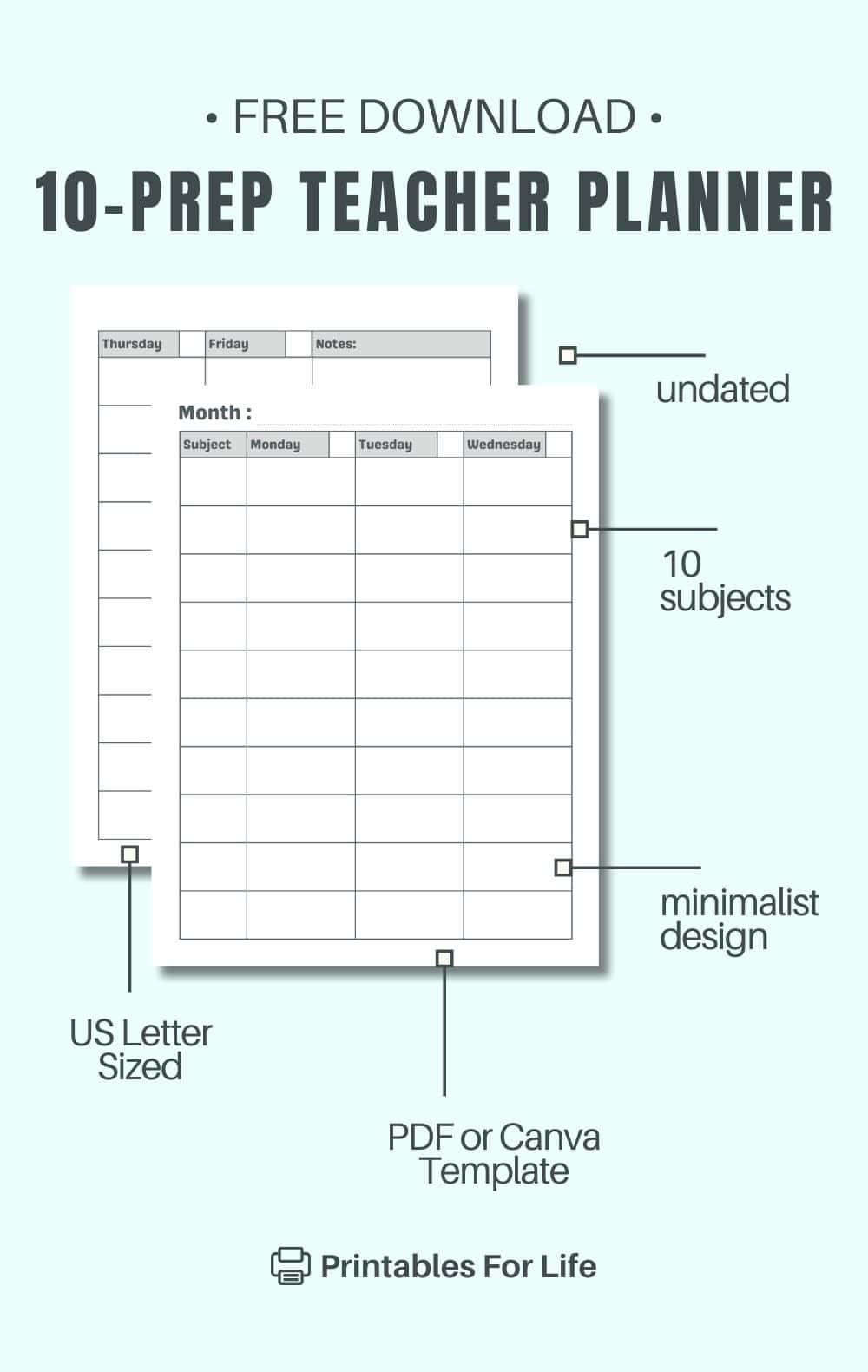 Free Printable Teacher Planner Sheets
